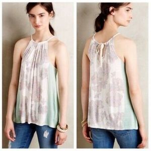 Anthropologie Deletta Teal Floral Tank Top